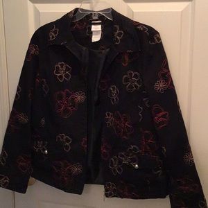 Weekenders Black jacket/colored stitching in fall colors.Fully lined&washable.